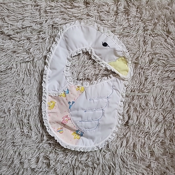 Vintage Other - *SOLD* Handmade Vintage Mother Goose Swan w/ Care Bears Baby Bib